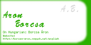 aron borcsa business card